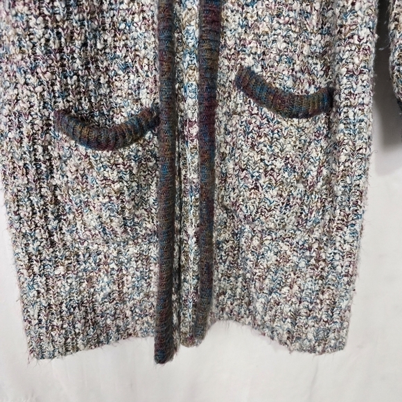 Vintage Confetti Boucle Knit Chunky Open Front Long Line Cardigan Coatigan - Picture 3 of 9